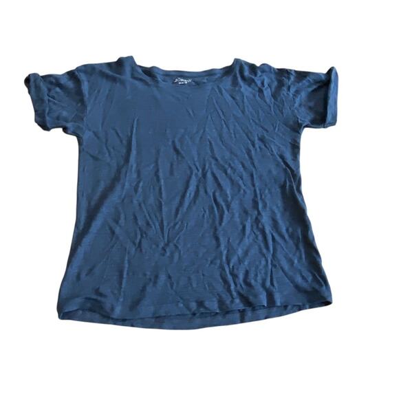 J. Crew Boxy roll cuff linen Short Sleeve T-Shirt Size Small Navy blue - Picture 5 of 6